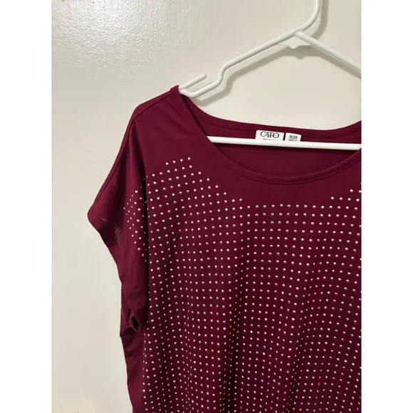 Cato Maroon women's silver beaded accent top size 18 -20 - Picture 6 of 12